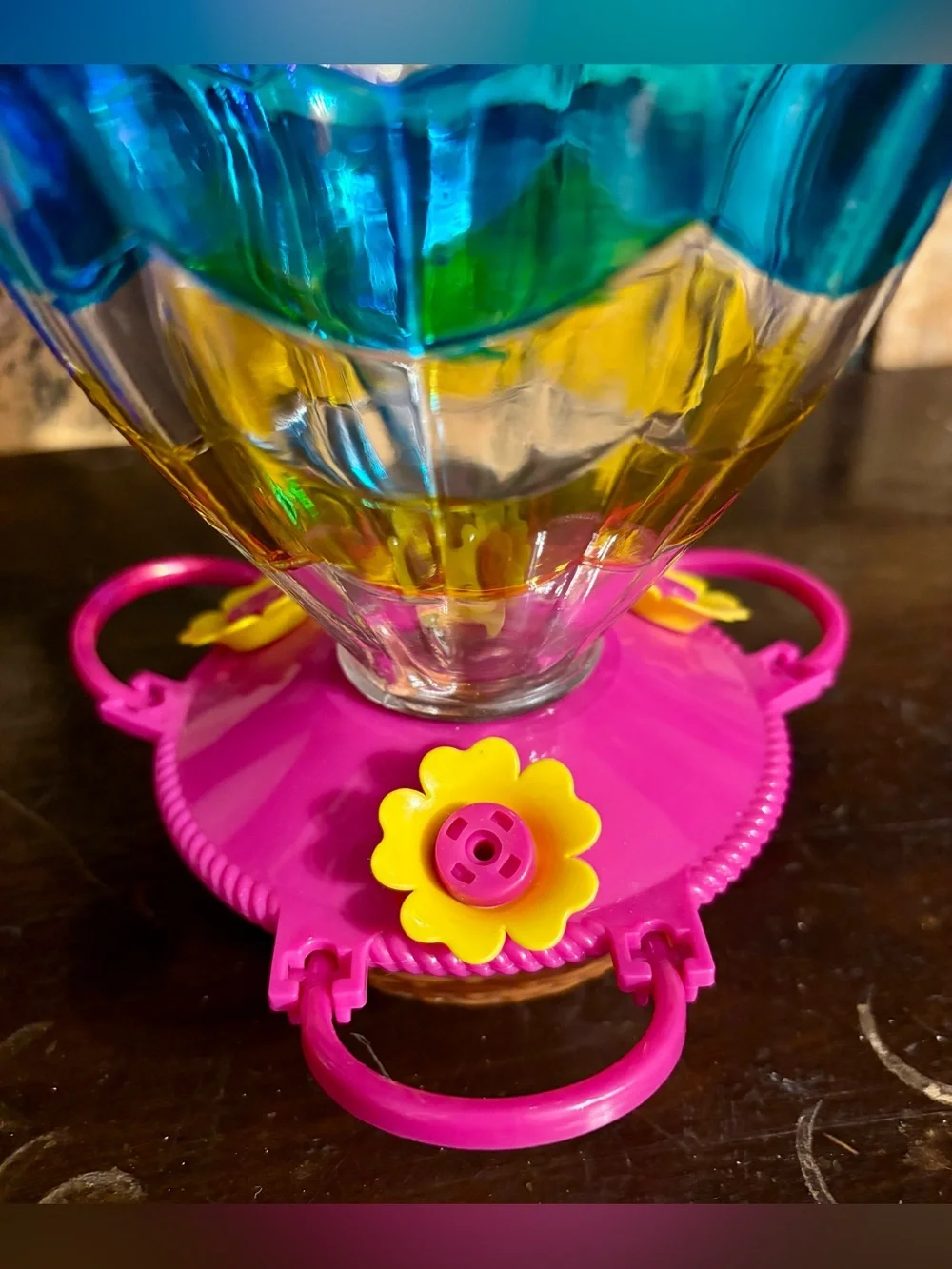 NWT Multicolor Glass Hot Air Balloon•Hummingbird Feeder•32 ounces